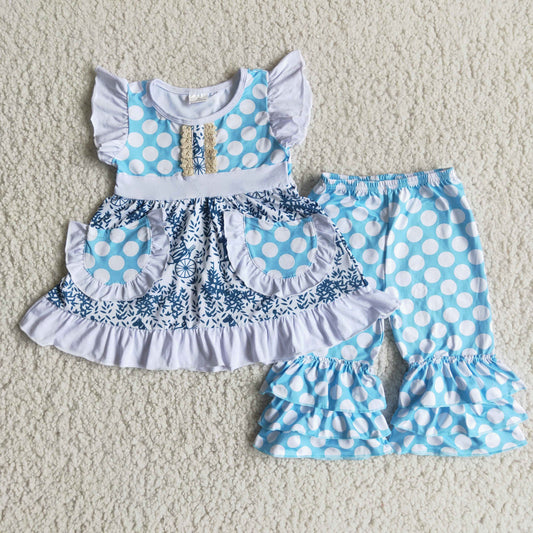 D3-27 Blue Pockets capris sets