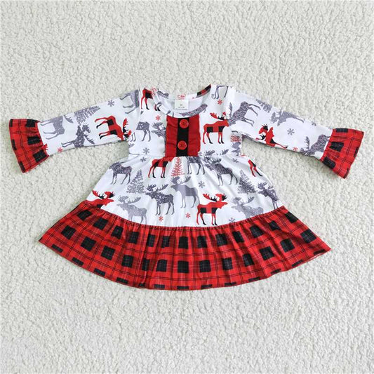 6 A30-11  Baby Girls Christmas moose dresses
