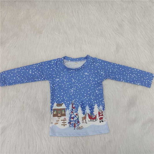 6A1-6 Baby Boys Snow Deer Santa Long Sleeve Shirts