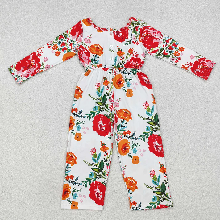 Baby Girls Groovy Flowers Long Sleeve Fall Jumpsuits