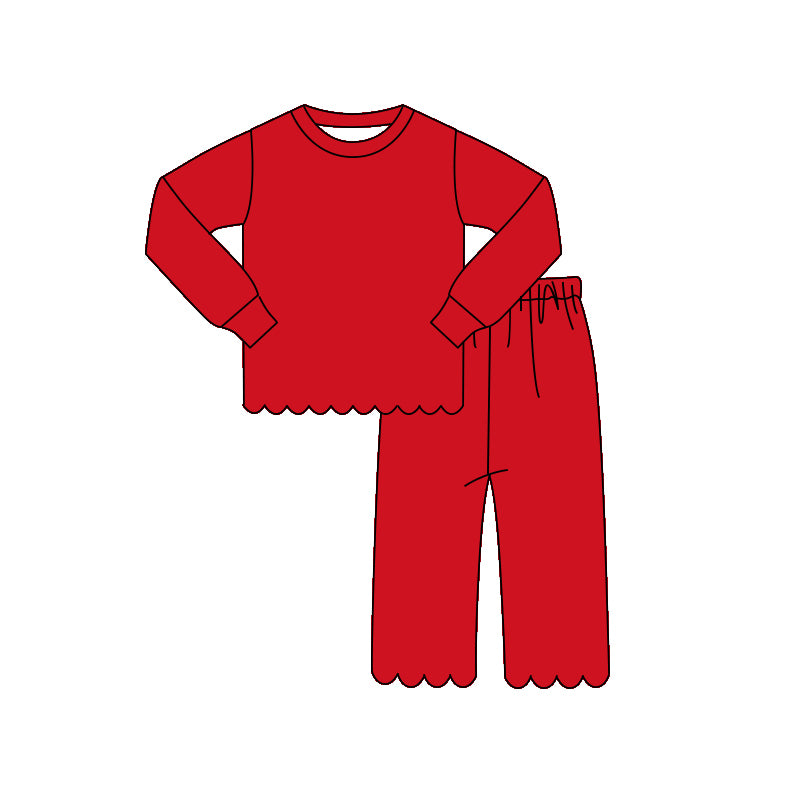 4.10 Pre order No Moq Baby Girls Long Sleeve Top Pants Scallop Pajamas Clothes Sets