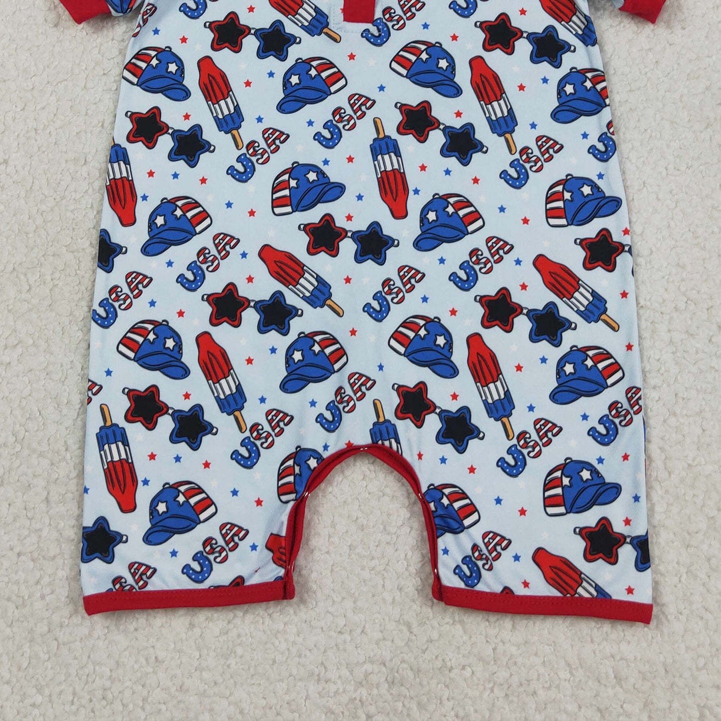 SR3874 RTS NO MOQ （In stock）Short sleeves popsicle baby boy 4th of july romper