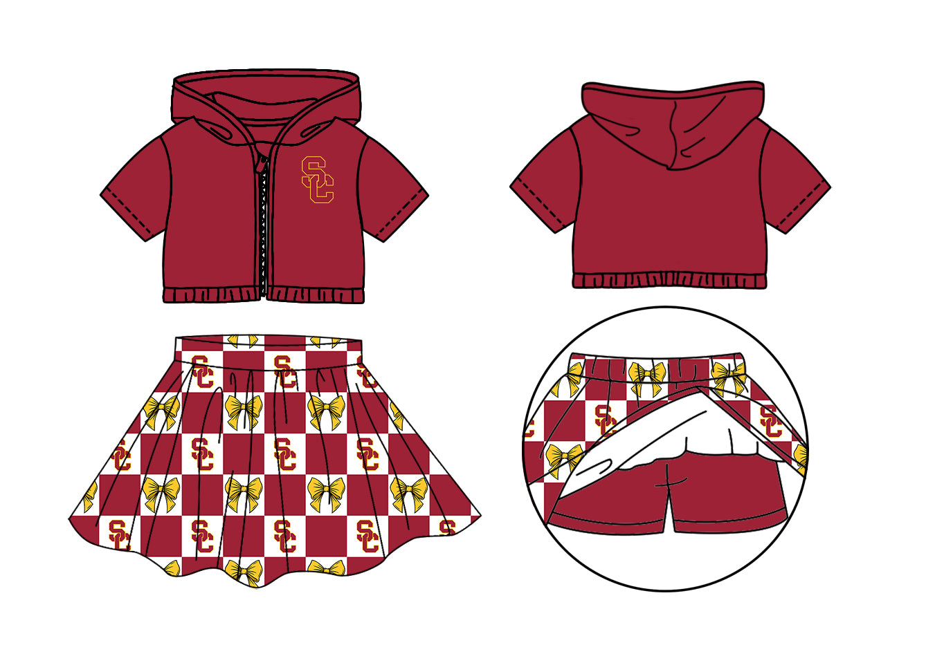 CUSTOM MOQ 5 Sibing Kids Clothing for Girls Baby Girls Colors Bow Top Skirts Yoga Active Team Clothes Sets Knee Length Dress Shorts
