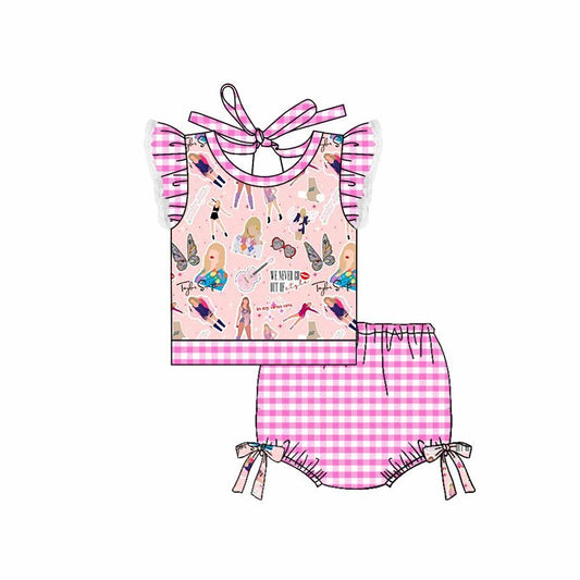 S0291  Pre-order baby girls clothes  flying sleeves swimsuit