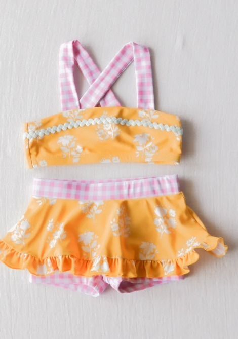 S0394  Pre-order baby girls clothes suspenders top swimsuit