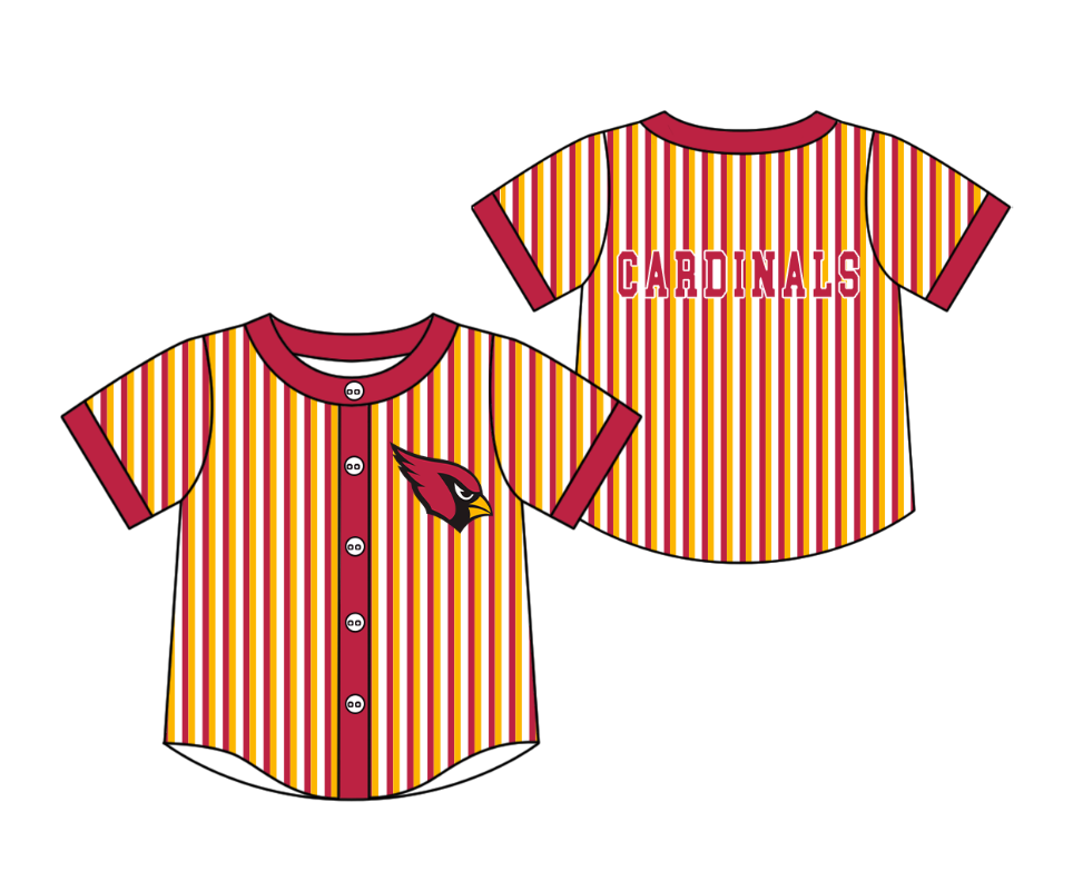 3.5 CUSTOM MOQ 5 Cute Kids Clothing Baby Kids Red Golden Stripe Short Sleeve Team T-shirts Top