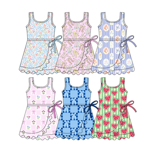 CUSTOM MOQ 5 Sibling Baby Girls 6 Colors Sleeveless Yoga Dress Kids Girls Summer Athletic Dresses
