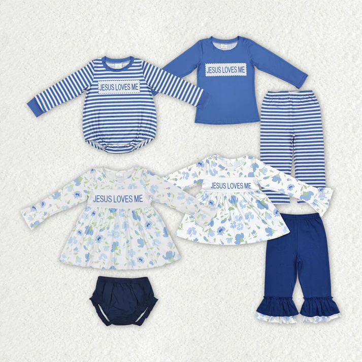 Baby Girls Boys Jesus Loves Me Rompers Flowers Clothes Sets