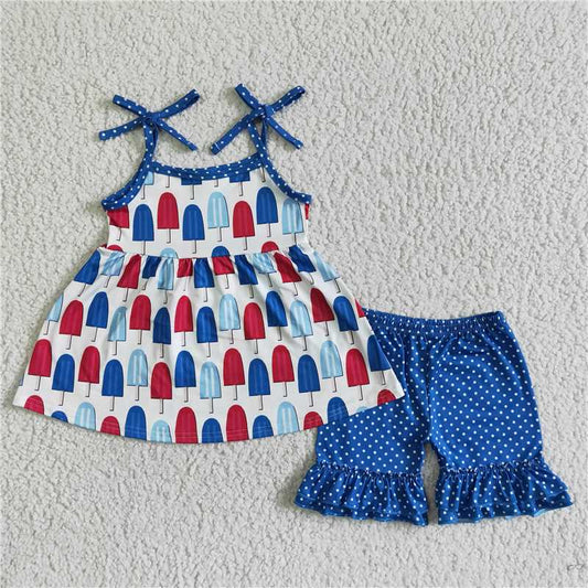 Blue dots short outfits