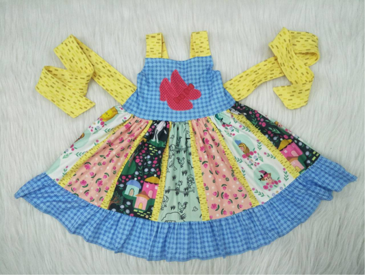 C3-17  Girl shooes sleeveless panel twirl dresses