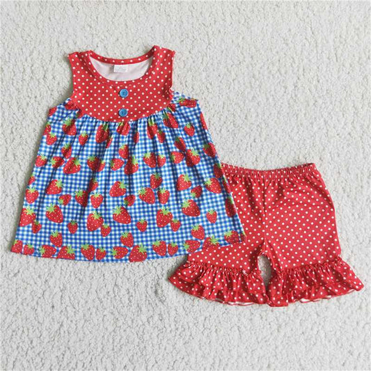 Open media 1 in modal AIER-1  Strawberry dots exquisite ruffles Shorts sets