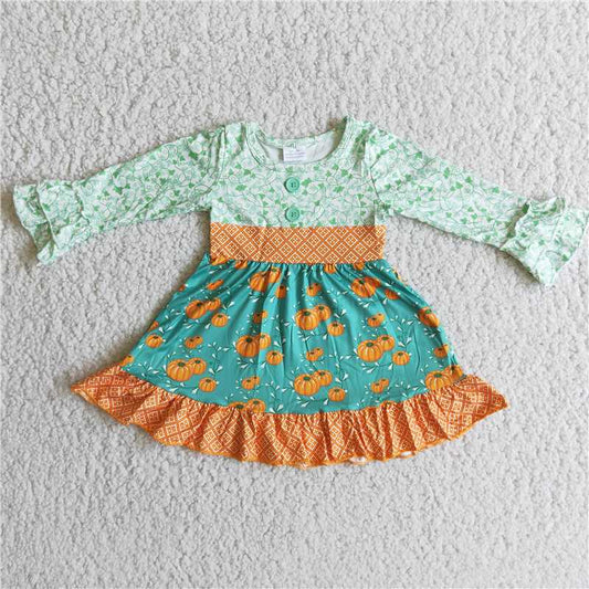 6 A14-26  Pumpkin green fall dresses