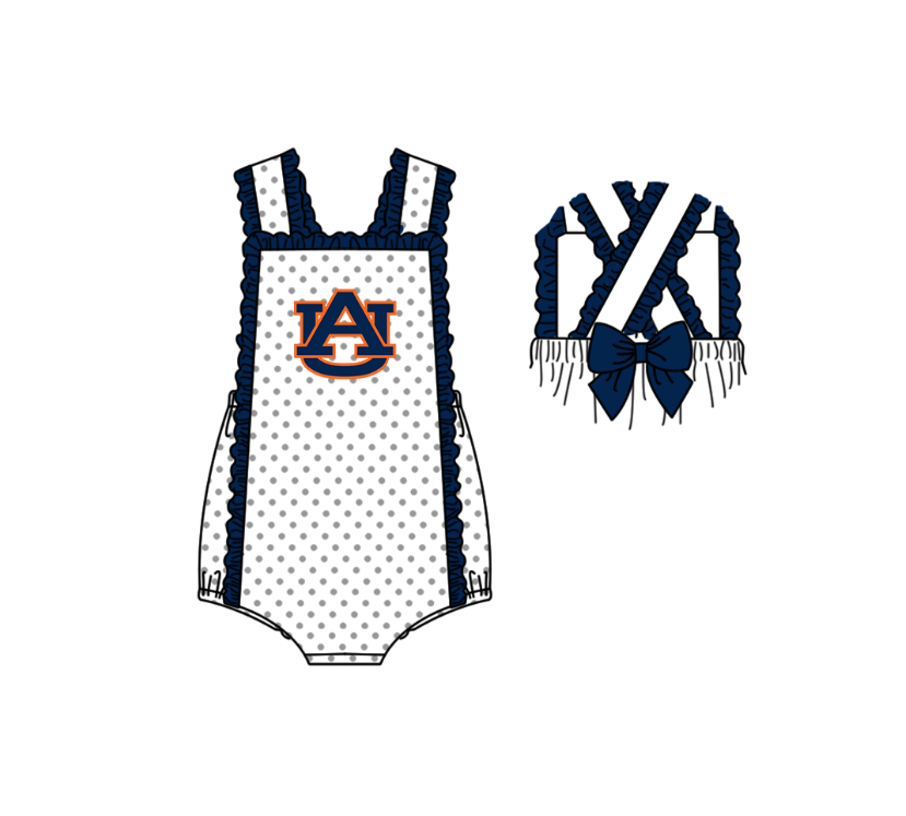CUSTOM MOQ 5 Sibling Boys Baby Girls Dark Blue Top Shorts Clothes Set Knee Length Dress Rompers