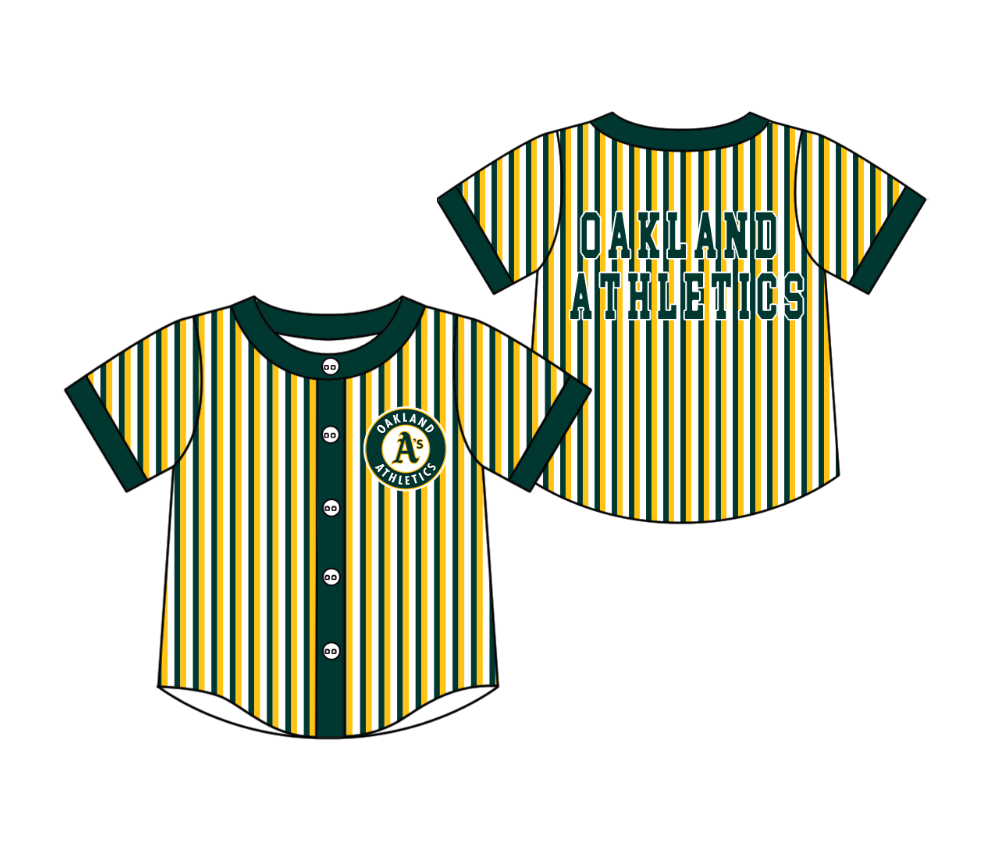 CUSTOM MOQ 5 Cute Kids Clothing Baby Kids Green Yellow Stripe Short Sleeve Team T-shirts Top