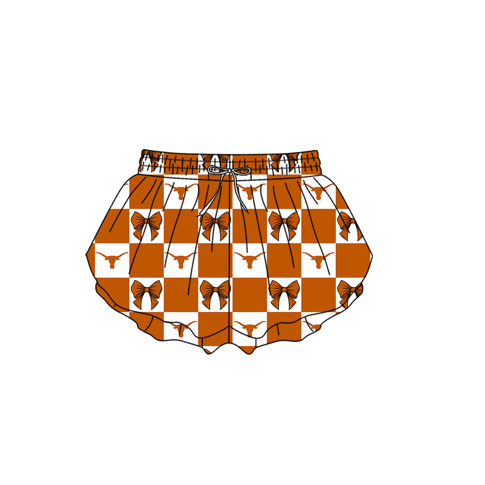 CUSTOM MOQ 5 Sibing Kids Clothing for Girls Baby Girls Orange Bow Top Skirts Yoga Active Team Clothes Sets Knee Length Dress Shorts