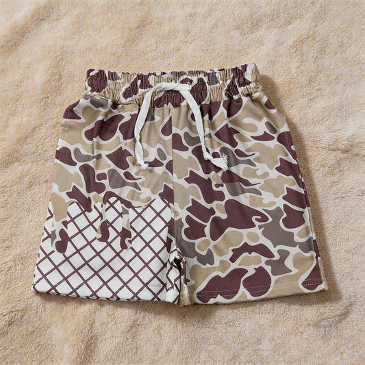 SS0648 RTS NO MOQ （In stock）Baby Boys Dark Grey Camo Drip Team Shorts Bottom
