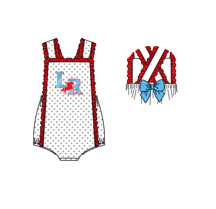 CUSTOM MOQ 5 Sibling Boys Baby Girls Red LR Top Shorts Clothes Set Knee Length Dress Rompers