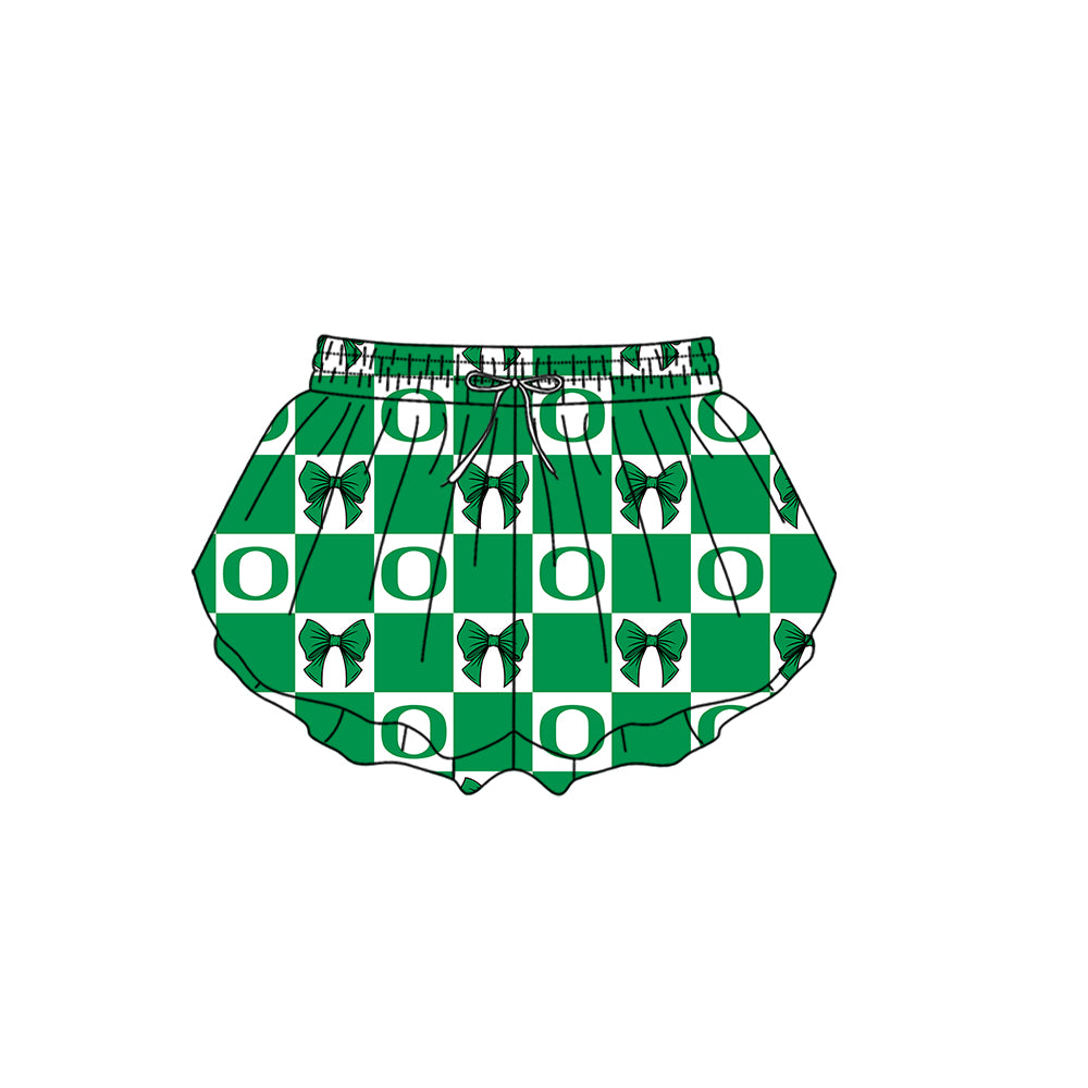 CUSTOM MOQ 5 Sibing Kids Clothing for Girls Baby Girls Green Bow Top Skirts Yoga Active Team Clothes Sets Knee Length Dress Shorts