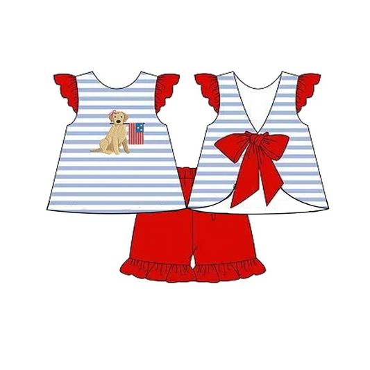 GSSO0663  Pre-order baby girls clothes flying sleeves top with shorts kids summer set