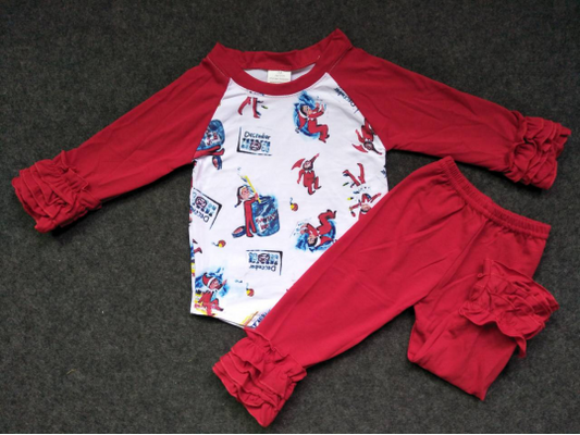 6 A33-21-1 Red lace long-sleeved suit