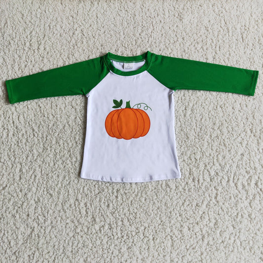 6 A29-11 Baby Boys Pumpkin Print Long SLeeve Raglan T-Shirts