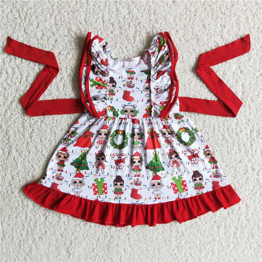D1-1   Flutter sleeve dolls baby girls Christmas dresses