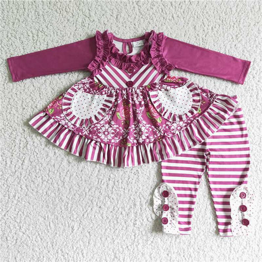 6 B8-21Pockets twirl tunic leggings kids fall winter clothing set