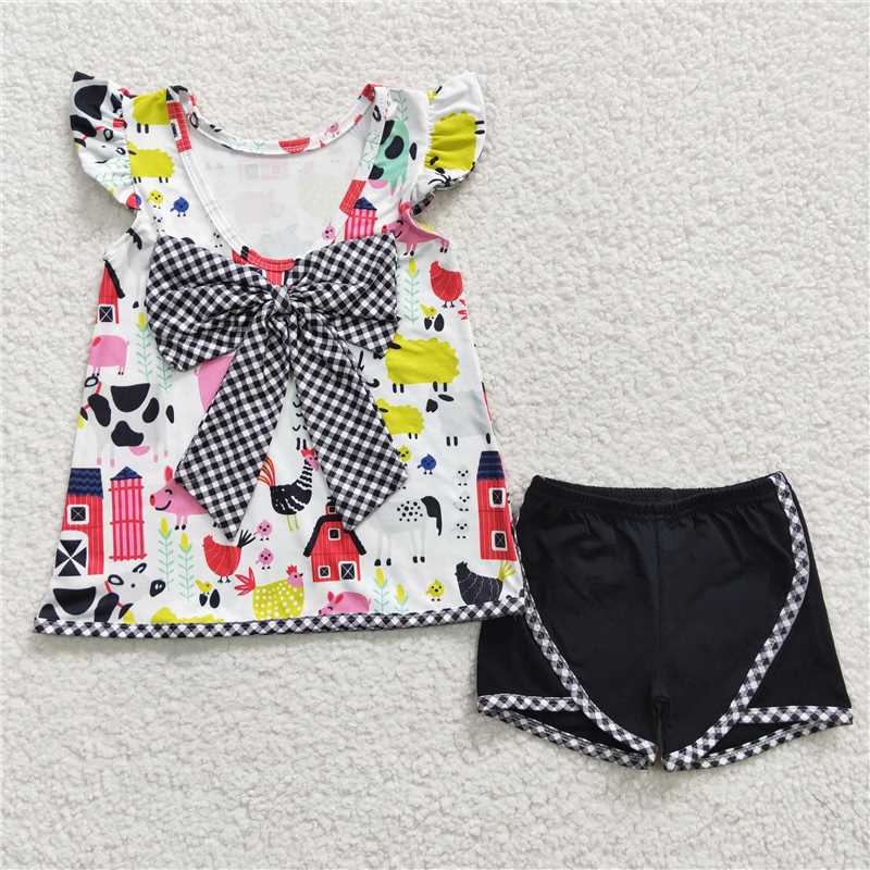 Farm bow shorts sets