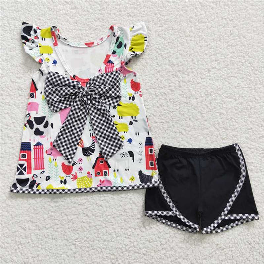 Farm bow shorts sets
