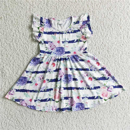 A8-6  Girl Purple Floral Dresses