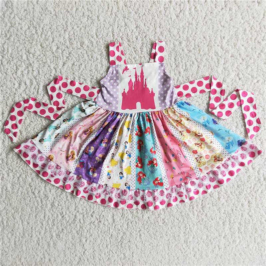 A17-21 RTS NO MOQ Baby Girls Summer Dress  Castle twirl dresses