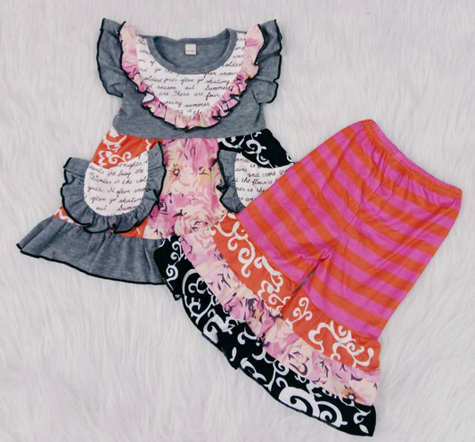 A17-9-1 Lace pocket bell bottoms suit