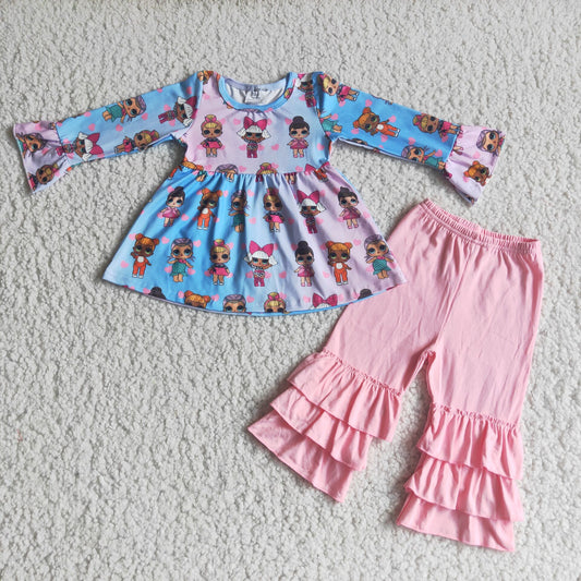 6 A24-26Cute dolls tunic match ruffle pants boutique girls clothing