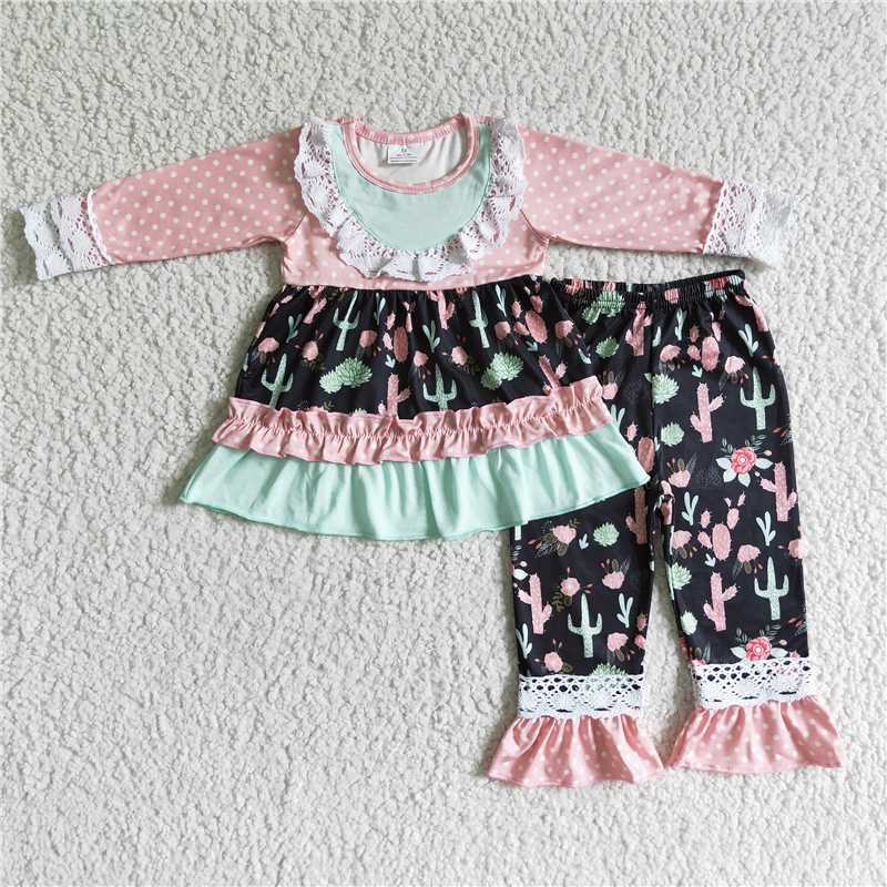 6 A14-11Cactus tunic match pants set kids boutique clothing