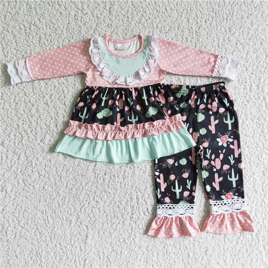 6 A14-11Cactus tunic match pants set kids boutique clothing