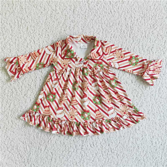 6 A23-12  Baby Girls Santa deer Christmas gown dresses