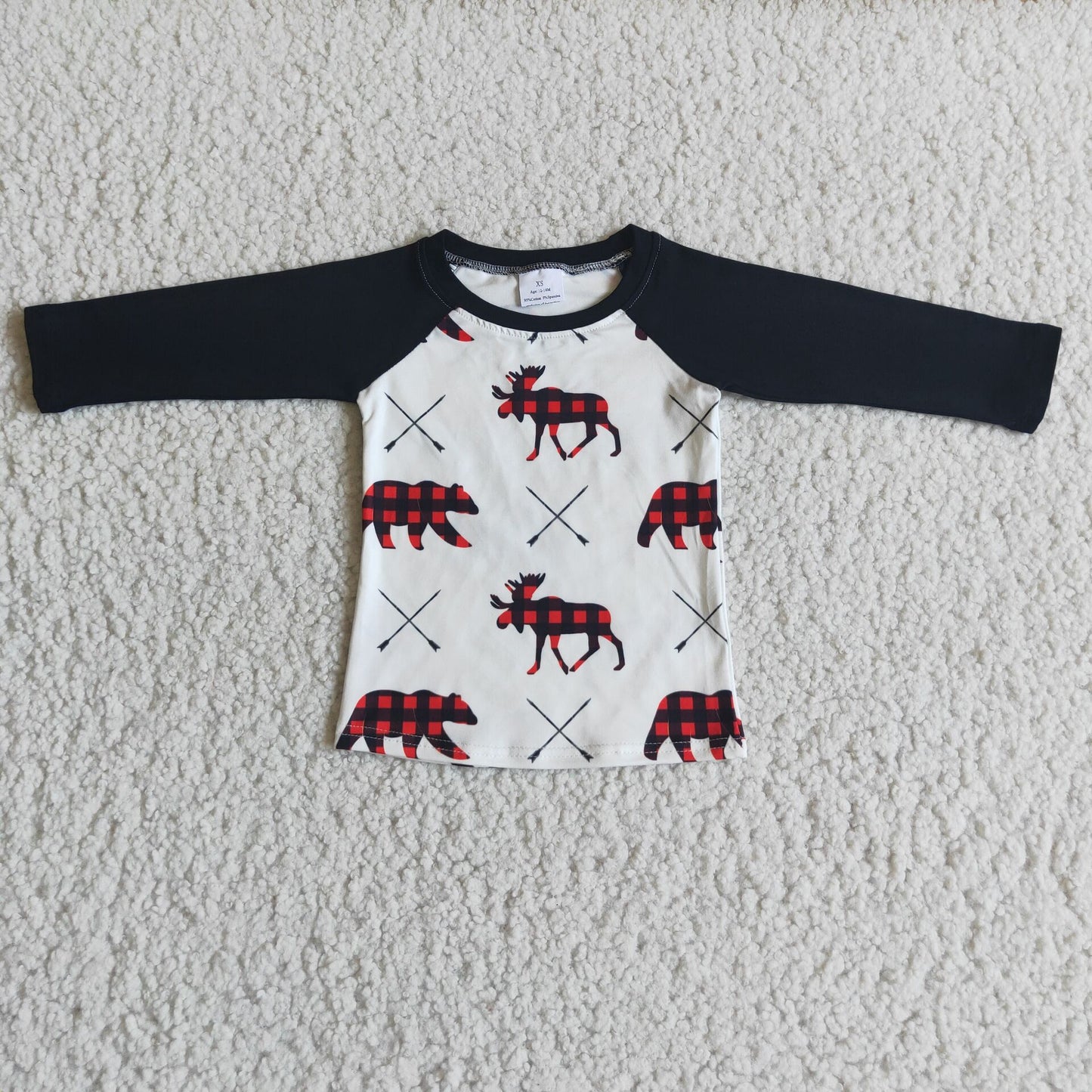 6 B6-32  Boys Christmas moose shirt