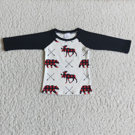 6 B6-32  Boys Christmas moose shirt