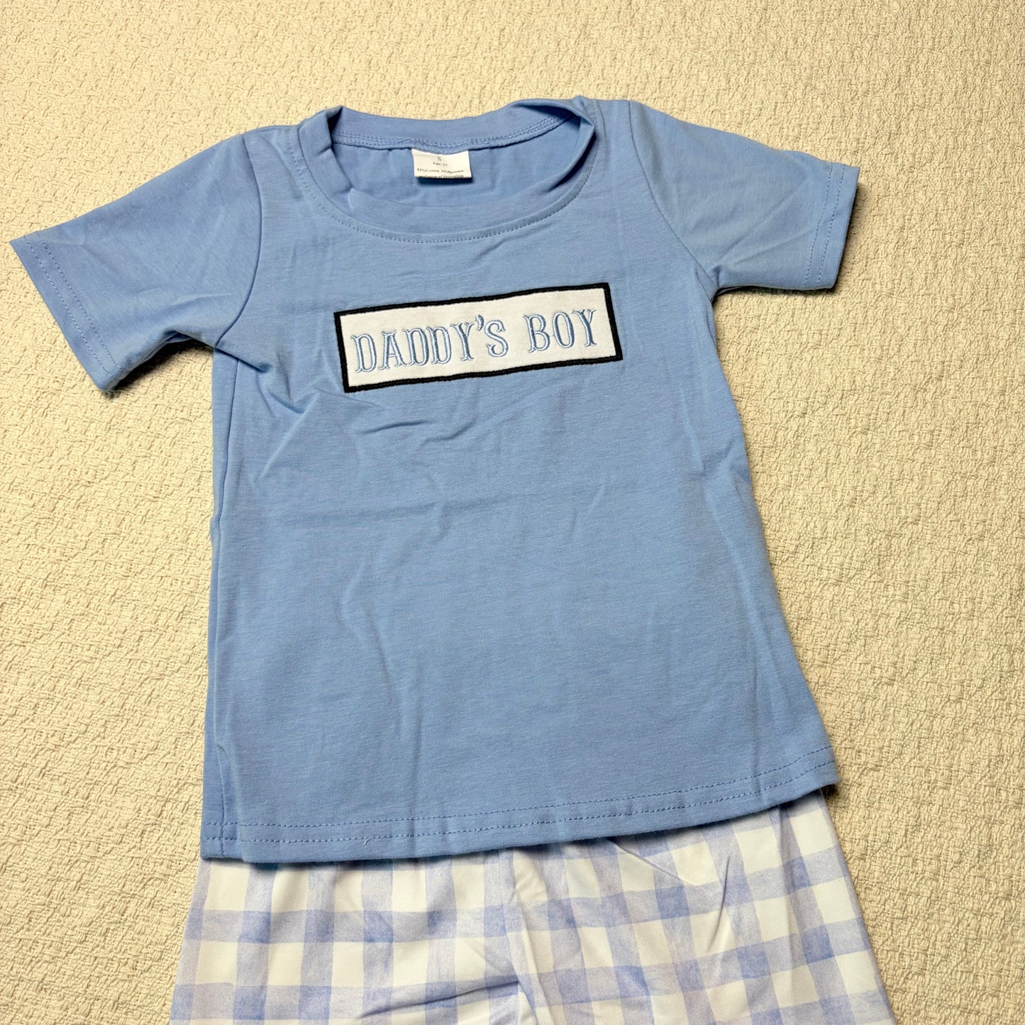 0527 RTS Sibling Baby Boys Daddy's Boy Top Ducks Checkered Shorts Clothes Sets