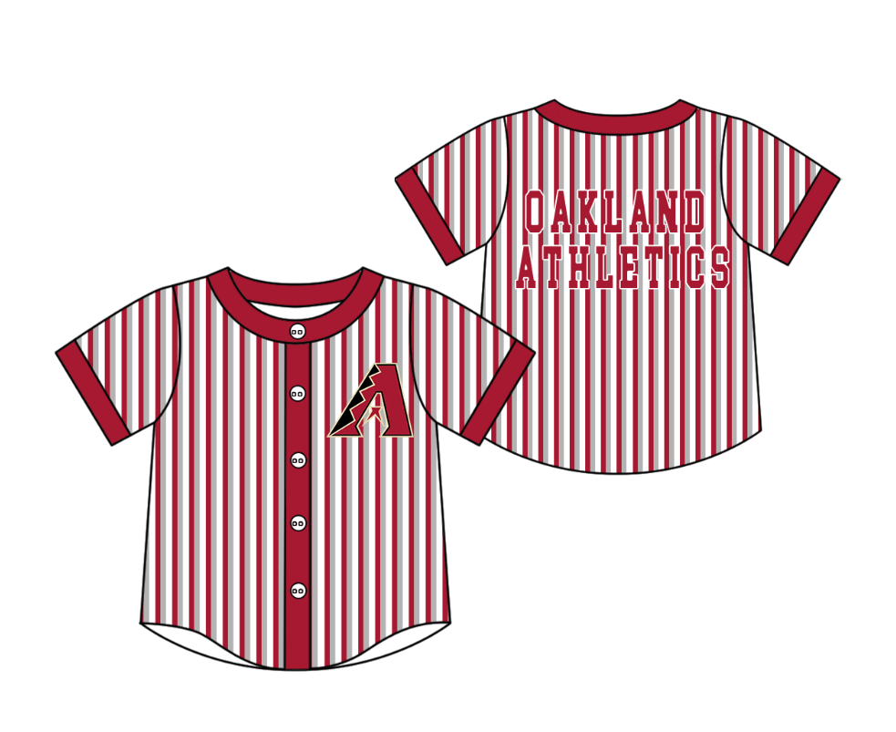 CUSTOM MOQ 5 Cute Kids Clothing Baby Kids Red Gray Stripe Short Sleeve Team T-shirts Top