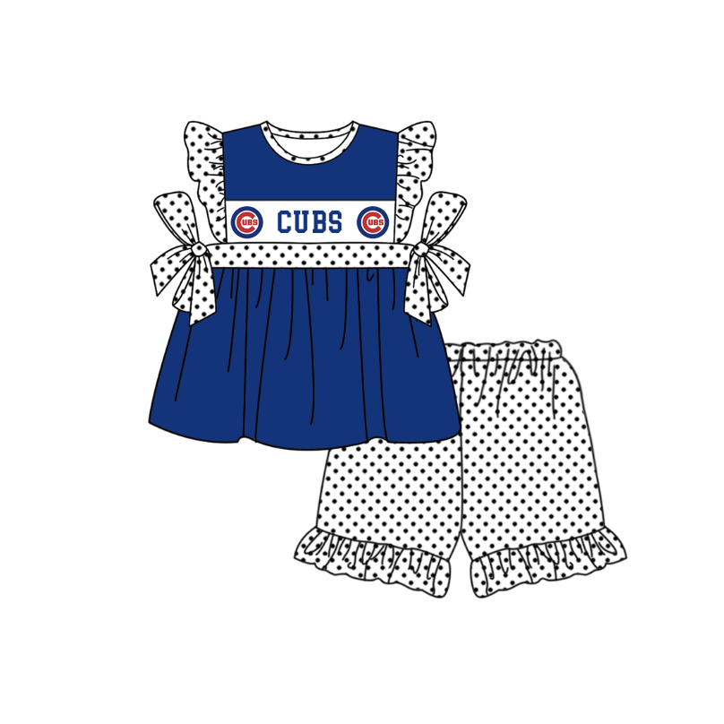 CUSTOM MOQ 5 Sibling Baby Kids Blue Top Shorts Clothes Set Knee Length Dress Rompers