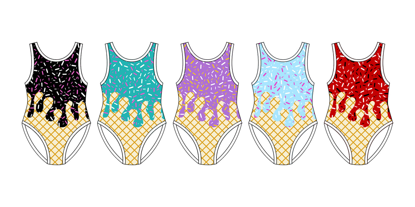 4.8 Pre order No Moq Baby Girls Sleeveless Sprinkles Drip Swimsuits