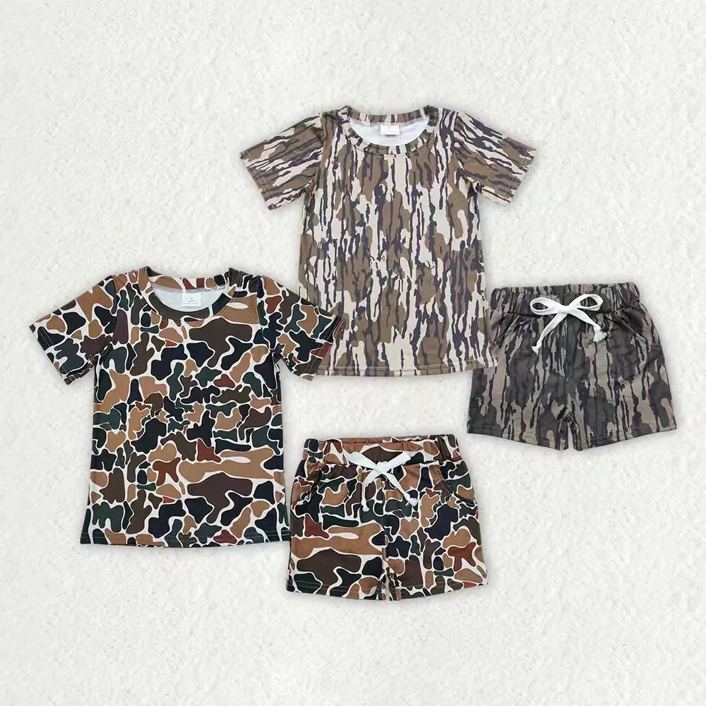 12.6 RTS Sibling Baby Boys Southern Camo Top Pockets Shorts Clothes Sets