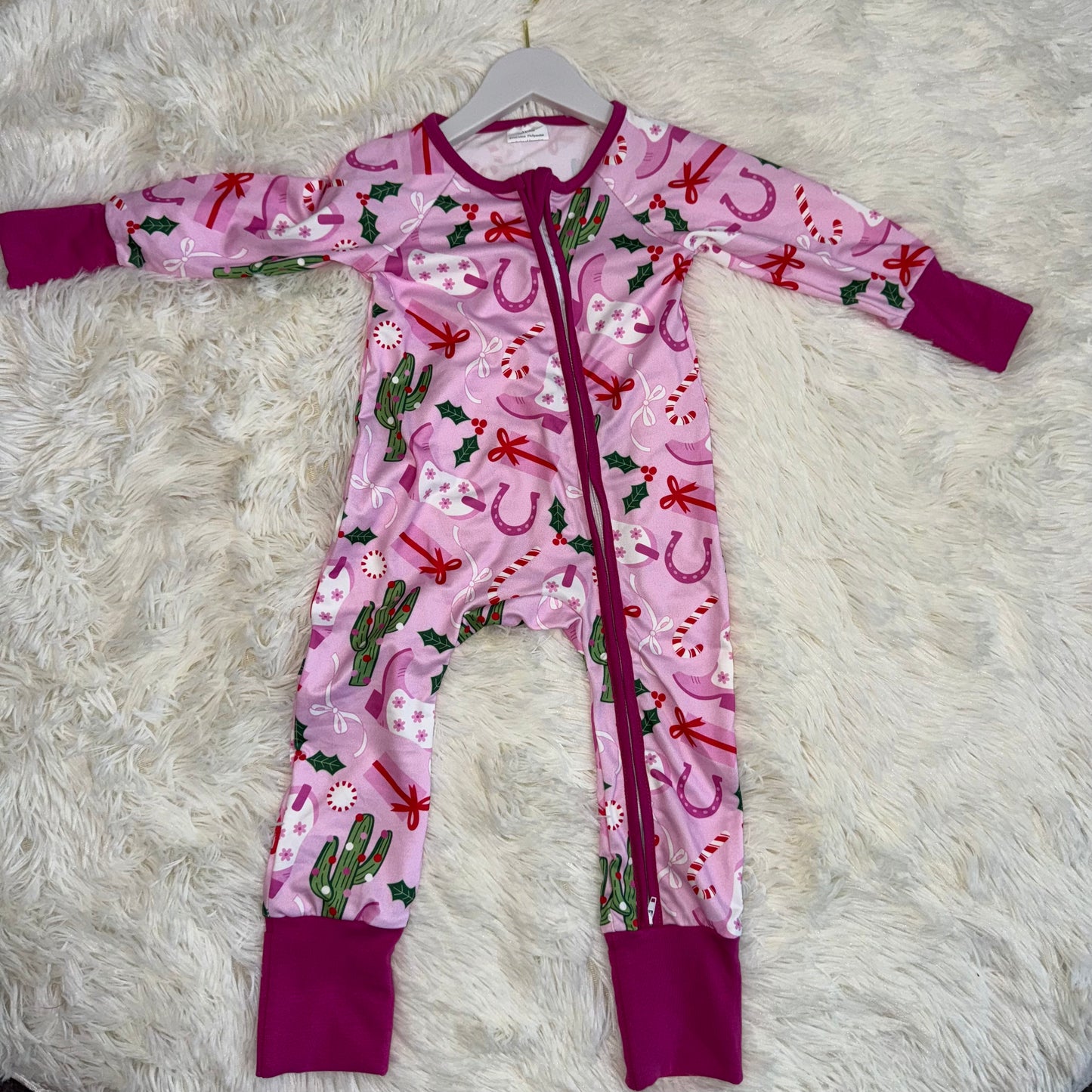 11.20 RST LR1742 Baby Girls Western Boots Christmas Two Way Zip Convertible Rompers