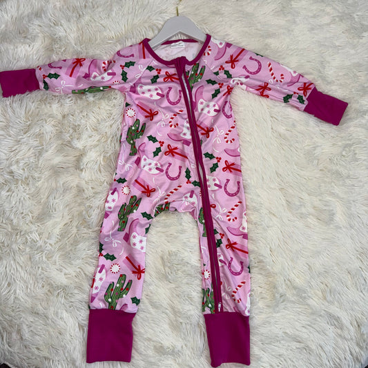 11.20 RST LR1742 Baby Girls Western Boots Christmas Two Way Zip Convertible Rompers