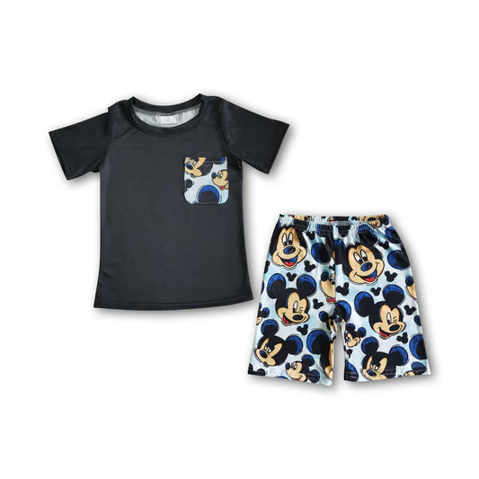 BSSO0053 Sales New RTS No Moq Promotion Black pocket cute baby boy summer outfits