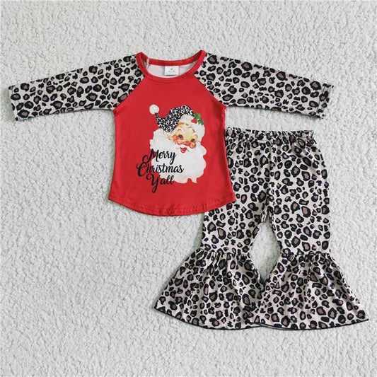 6 A8-15 Leopard print red bottom Santa Claus long sleeve suit