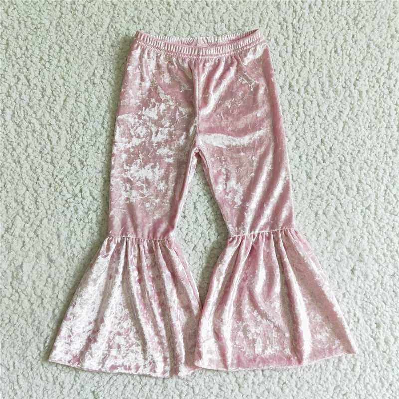 A6-5  Baby Girls Velvet Bell Bottom Pants