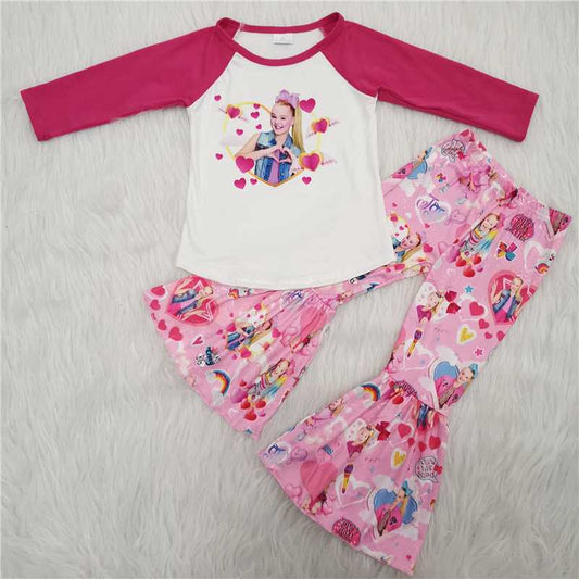6 A25-11  Valentine's Day JOJO pink girl's heart flared pants