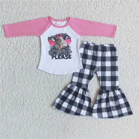 6 A25-29heifer please shirt plaid pants girls outfits